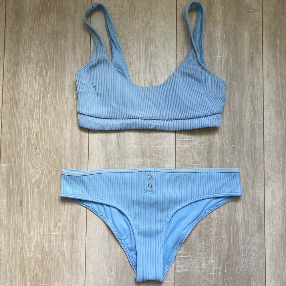 Hollister Light Blue ribbed bikini set